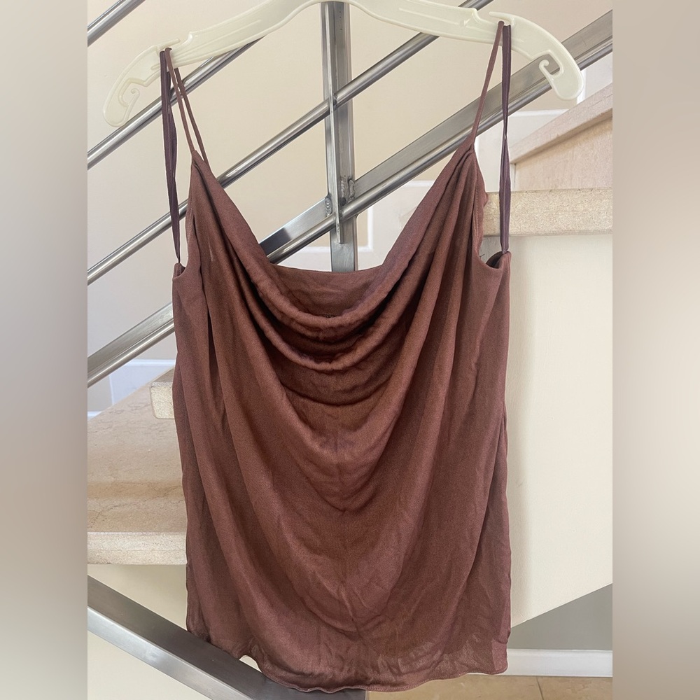 VINTAGE Elegant Brown Cowl Neck Camisole